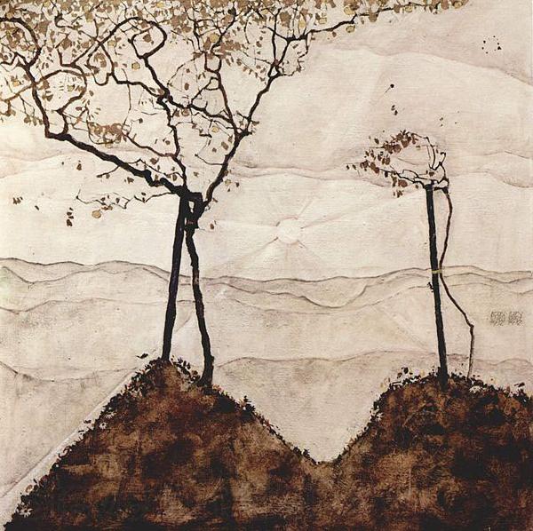 Egon Schiele Herbstsonne und Baume Spain oil painting art